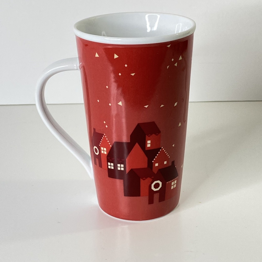 Starbucks Coffee Co. 2013 Ceramic Christmas Holiday Red Village Cup Mug 16 Oz - Picture 6 of 8
